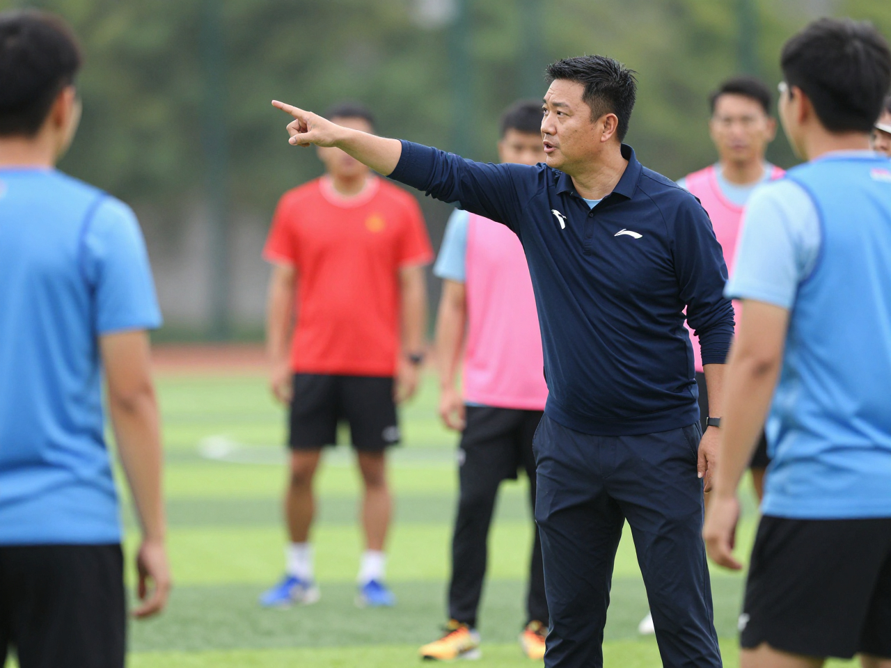 Coach guiding team movement with Herbalststrainia